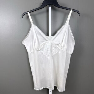 Vintage Perfectform Camisole 44 White Nylon Tricot Antron III Lace Cami USA